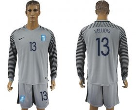 Wholesale Cheap Greece #13 Vellidis Grey Goalkeeper Long Sleeves Soccer Country Jersey