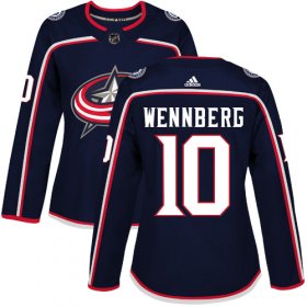 Wholesale Cheap Adidas Blue Jackets #10 Alexander Wennberg Navy Blue Home Authentic Women\'s Stitched NHL Jersey