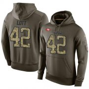 Wholesale Cheap NFL Men's Nike San Francisco 49ers #42 Ronnie Lott Stitched Green Olive Salute To Service KO Performance Hoodie