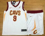 Wholesale Cheap Men's Cleveland Cavaliers #9 Dwyane Wade White 2017-2018 Nike Swingman Stitched NBA Jersey With Shorts