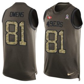 Wholesale Cheap Nike 49ers #81 Terrell Owens Green Men\'s Stitched NFL Limited Salute To Service Tank Top Jersey