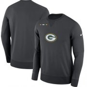 Wholesale Cheap Men's Green Bay Packers Nike Charcoal Sideline Team Logo Performance Sweatshirt