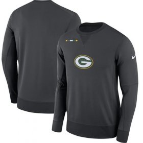Wholesale Cheap Men\'s Green Bay Packers Nike Charcoal Sideline Team Logo Performance Sweatshirt