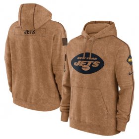 Wholesale Cheap Men\'s New York Jets 2023 Brown Salute to Service Pullover Hoodie