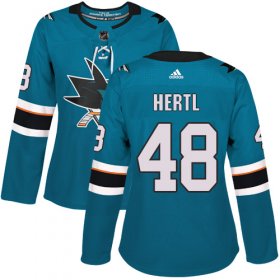 Wholesale Cheap Adidas Sharks #48 Tomas Hertl Teal Home Authentic Women\'s Stitched NHL Jersey