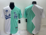 Wholesale Men's Los Angeles Dodgers Blank White Green Two Tone 2022 Celebrity Softball Game Cool Base Jersey