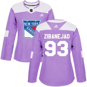 Wholesale Cheap Adidas Rangers #93 Mika Zibanejad Purple Authentic Fights Cancer Women\'s Stitched NHL Jersey