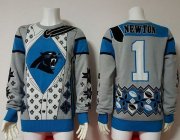 Wholesale Cheap Nike Panthers #1 Cam Newton Blue/Grey Men's Ugly Sweater