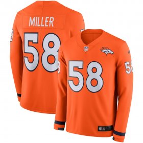 Wholesale Cheap Men\'s Broncos #58 Von Miller Orange Team Color Men\'s Stitched NFL Limited Therma Long Sleeve Jersey