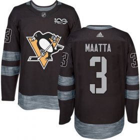 Wholesale Cheap Adidas Penguins #3 Olli Maatta Black 1917-2017 100th Anniversary Stitched NHL Jersey