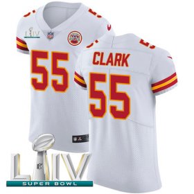 Wholesale Cheap Nike Chiefs #55 Frank Clark White Super Bowl LIV 2020 Men\'s Stitched NFL New Elite Jersey