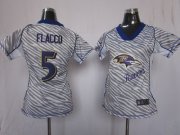 Wholesale Cheap Nike Ravens #5 Joe Flacco Zebra Women's Stitched NFL Elite Jersey