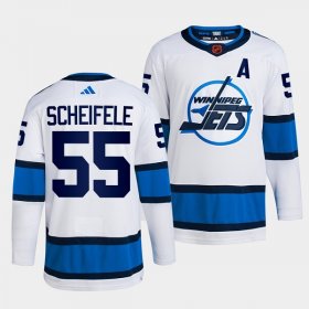 Wholesale Cheap Men\'s Winnipeg Jets #55 Mark Scheifele White 2022 Reverse Retro Stitched Jersey