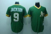 Wholesale Cheap Mitchell and Ness Athletics #9 Reggie Jackson Stitched Green Throwback MLB Jersey