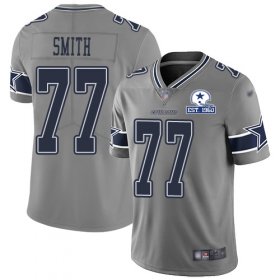 Wholesale Cheap Nike Cowboys #77 Tyron Smith Gray Men\'s Stitched With Established In 1960 Patch NFL Limited Inverted Legend Jersey
