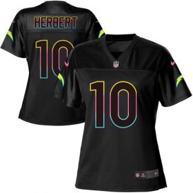 Wholesale Cheap Nike Chargers #10 Justin Herbert Black Women\'s NFL Fashion Game Jersey