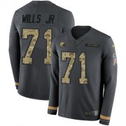 Wholesale Cheap Nike Browns #71 Jedrick Wills JR Anthracite Salute to Service Men's Stitched NFL Limited Therma Long Sleeve Jersey