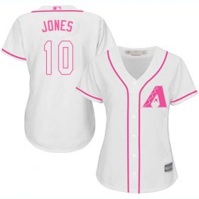 Wholesale Cheap Diamondbacks #10 Adam Jones White/Pink Fashion Women\'s Stitched MLB Jersey