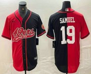 Cheap Men's San Francisco 49ers #19 Deebo Samuel Red Black Two Tone Cool Base Stitched Baseball Jersey