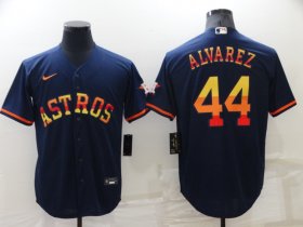 Wholesale Cheap Men\'s Houston Astros #44 Yordan Alvarez Navy Blue Rainbow Stitched MLB Cool Base Nike Jersey
