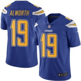 Wholesale Cheap Nike Chargers #19 Lance Alworth Electric Blue Men\'s Stitched NFL Limited Rush Jersey