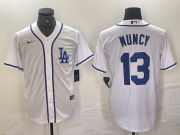 Cheap Men's Los Angeles Dodgers #13 Max Muncy White Cool Base Stitched Baseball Jersey