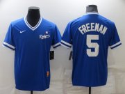 Wholesale Cheap Men's Los Angeles Dodgers #5 Freddie Freeman Blue Nike Cooperstown Collection Legend V Neck Jersey