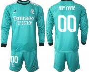 Wholesale Cheap Men 2021-2022 Club Atletico Madrid second away blue Long Sleeve customized Soccer Jersey