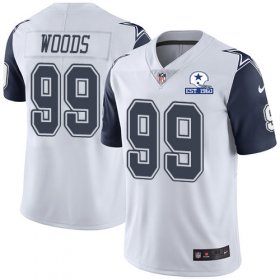 Wholesale Cheap Nike Cowboys #99 Antwaun Woods White Men\'s Stitched With Established In 1960 Patch NFL Limited Rush Jersey