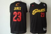 Wholesale Cheap Cleveland Cavaliers #23 LeBron James 2014 Black With Red Fashion Jersey
