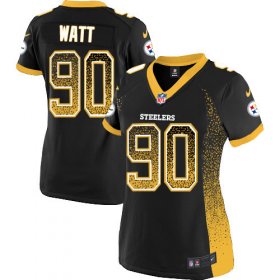 Wholesale Cheap Nike Steelers #90 T. J. Watt Black Team Color Women\'s Stitched NFL Elite Drift Fashion Jersey