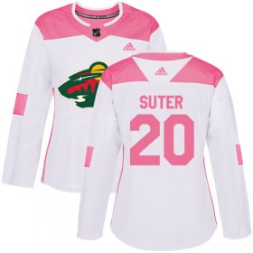 Wholesale Cheap Adidas Wild #20 Ryan Suter White/Pink Authentic Fashion Women\'s Stitched NHL Jersey