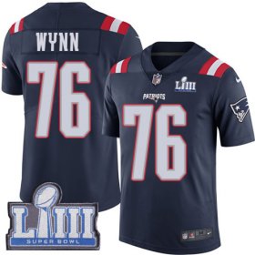Wholesale Cheap Nike Patriots #76 Isaiah Wynn Navy Blue Super Bowl LIII Bound Men\'s Stitched NFL Limited Rush Jersey
