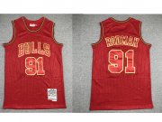 Wholesale Cheap Men's Chicago Bulls #91 Dennis Rodman Red 1997-98 Hardwood Classics Soul Swingman Throwback Jersey