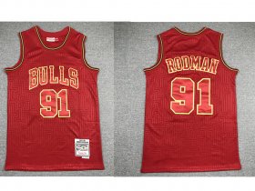 Wholesale Cheap Men\'s Chicago Bulls #91 Dennis Rodman Red 1997-98 Hardwood Classics Soul Swingman Throwback Jersey