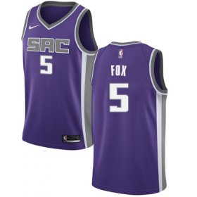 Wholesale Cheap Women\'s Sacramento Kings #5 De\'Aaron Fox Purple Basketball Swingman Icon Edition Jersey