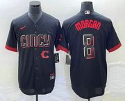 Wholesale Cheap Men's Cincinnati Reds #8 Joe Morgan Black 2023 City Connect Cool Base Stitched Jersey