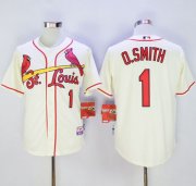 Wholesale Cheap Cardinals #1 Ozzie Smith Cream Cool Base Stitched MLB Jersey