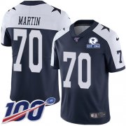 Wholesale Cheap Nike Cowboys #70 Zack Martin Navy Blue Thanksgiving Men's Stitched With Established In 1960 Patch NFL 100th Season Vapor Untouchable Limited Throwback Jersey