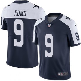 Wholesale Cheap Nike Cowboys #9 Tony Romo Navy Blue Thanksgiving Men\'s Stitched NFL Vapor Untouchable Limited Throwback Jersey
