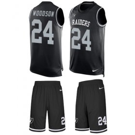 Wholesale Cheap Nike Raiders #24 Charles Woodson Black Team Color Men\'s Stitched NFL Limited Tank Top Suit Jersey