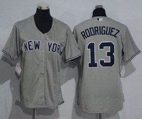 Wholesale Cheap Yankees #13 Alex Rodriguez Grey Women\'s Road Stitched MLB Jersey