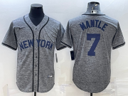 Wholesale Cheap Men's New York Yankees #7 Mickey Mantle Grey Gridiron Cool Base Stitched Jersey