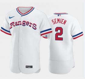 Wholesale Cheap Men\'s Texas Rangers #2 Marcus Semien White Throwback Stitched Flex Base Nike Jersey