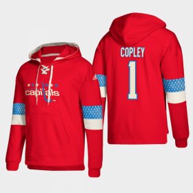 Wholesale Cheap Washington Capitals #1 Pheonix Copley Red adidas Lace-Up Pullover Hoodie