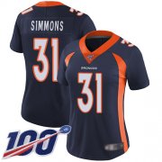 Wholesale Cheap Nike Broncos #31 Justin Simmons Navy Blue Alternate Women's Stitched NFL 100th Season Vapor Limited Jersey