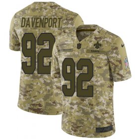 Wholesale Cheap Nike Saints #92 Marcus Davenport Camo Youth Stitched NFL Limited 2018 Salute to Service Jersey