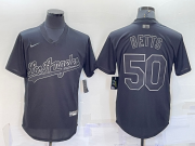 Wholesale Cheap Men's Los Angeles Dodgers #50 Mookie Betts Black Pullover Turn Back The Clock Stitched Cool Base Jersey