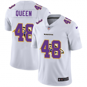 Wholesale Cheap Baltimore Ravens #48 Patrick Queen White Men\'s Nike Team Logo Dual Overlap Limited NFL Jersey