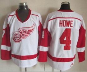 Wholesale Cheap Red Wings #4 Gordie Howe White CCM Throwback Stitched NHL Jersey